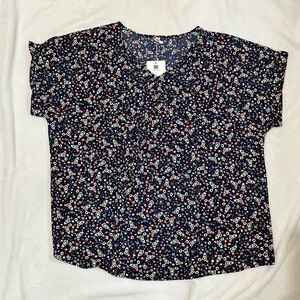 Uvplove Women's Tunic Blouse 2XL Blue Floral Cottagecore Feminine Artsy NWT